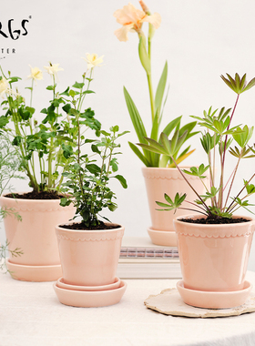 bdbf官方店bergs宝格仕赫莲娜釉面款室内外桌面台面套装花盆