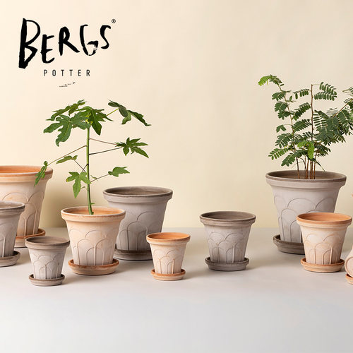 bergs宝格仕新款叶藏手工桌面大小口径兰花绿植阳台进口陶土花盆