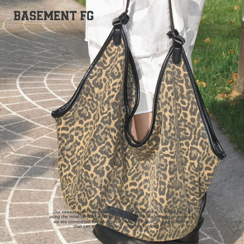 BASEMENTFG复古豹纹帆布包大容量通勤托特包时尚百搭264020006130