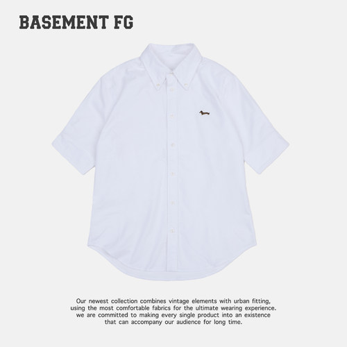 BASEMENTFG学院风白色短袖衬衫设计感刺绣百搭衬衫262260008005