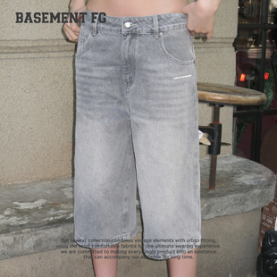 BASEMENTFG浅蓝色牛仔短裤女夏季休闲百搭时髦设计感267320038337