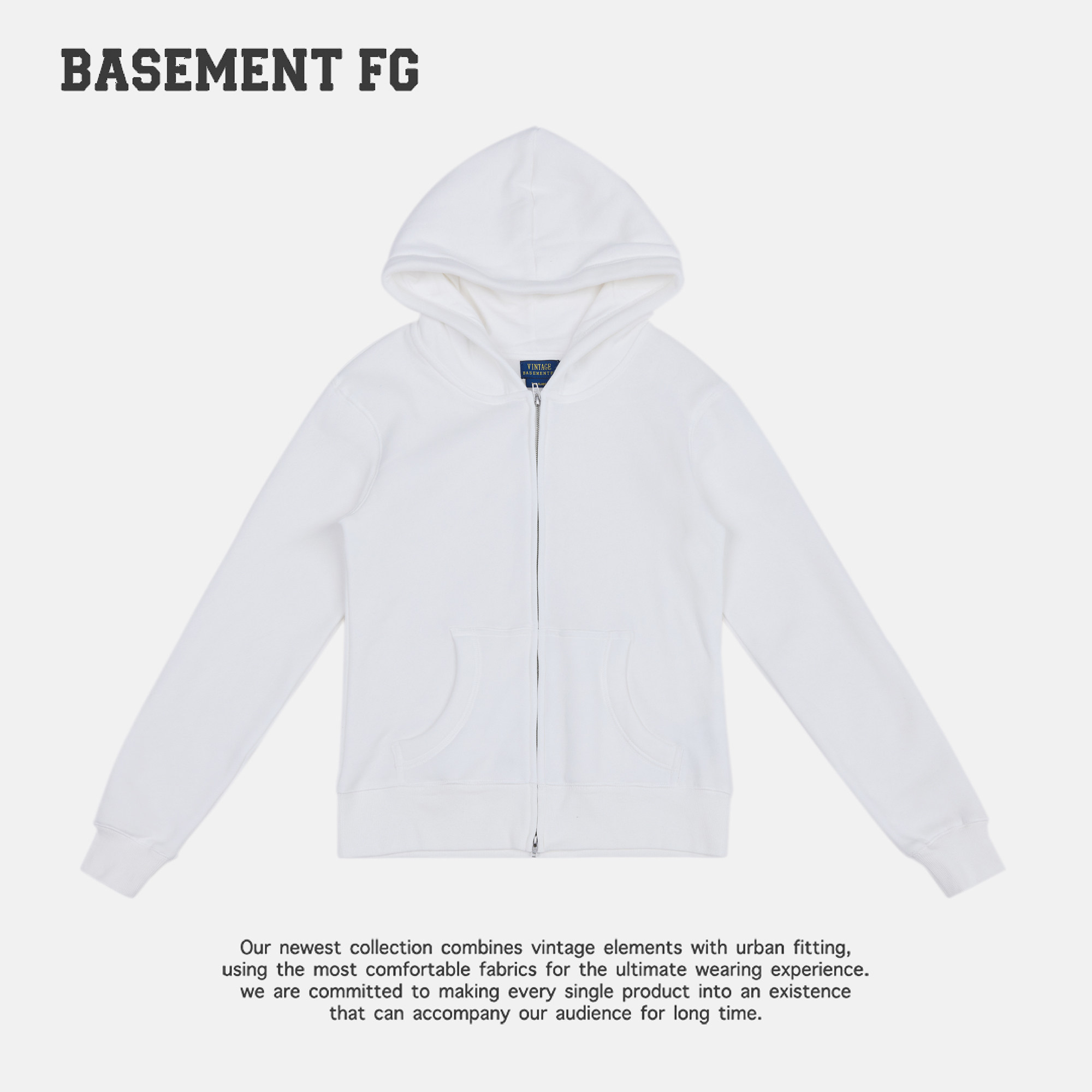 BASEMENTFG美式复古连帽女宽松拉链开衫百搭休闲外套261080040005