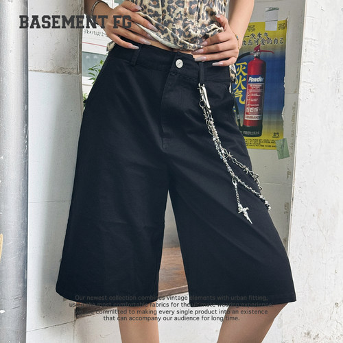 BASEMENTFG轻朋克风黑色五分裤女（不包括链子）262130021001