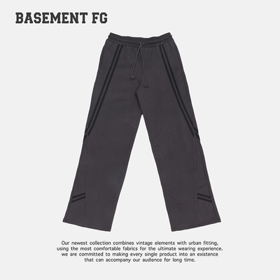 BASEMENT FG美式复古运动风抽绳休闲裤直筒条纹长裤251120100096