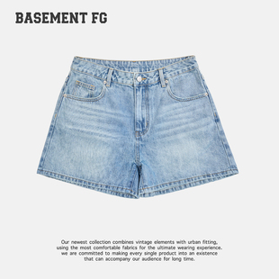 BASEMENTFG复古牛仔短裤女百搭低腰直筒修身267320008031
