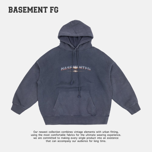 BASEMENTFG美式复古风字母印花连帽卫衣男女宽松外套241050064021