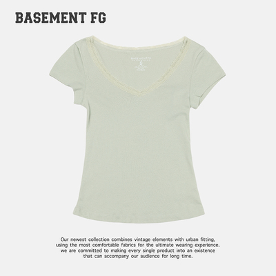 BASEMENT FG  美式复古简约百搭休闲修身短袖T恤 251020701015