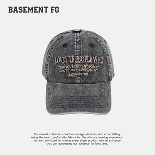 BASEMENTFG美式复古水洗牛仔字母刺绣棒球帽244010092001
