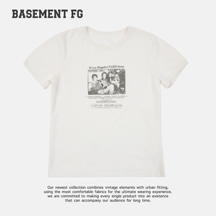 BASEMENTFG复古摇滚风印花短袖T恤男女宽松纯棉上衣261020151005