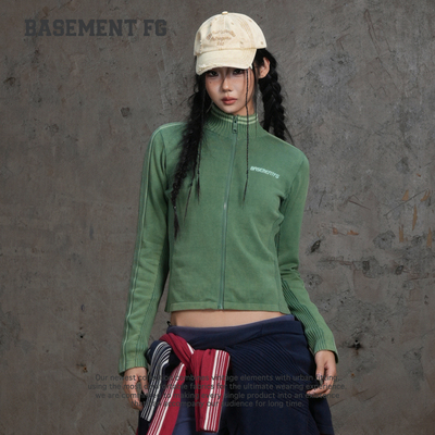 BASEMENTFG毛织外套26秋冬新款运动风立领拉链针织开衫261080057