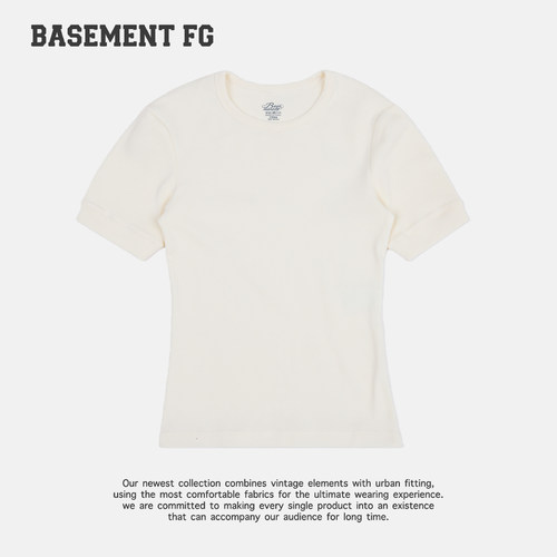 BASEMENTFG美式复古简约百搭宽松短袖T恤女白色261020029005