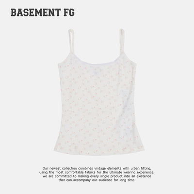 BASEMENTFG美式复古碎花吊带背心女百搭修身显瘦上衣261010044009