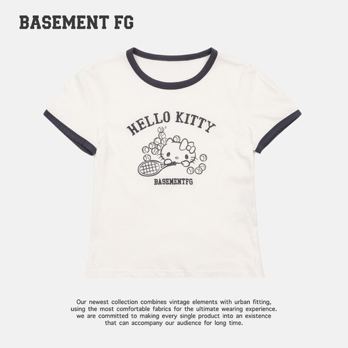 BASEMENTFGxHelloKitty撞色领卡通印花短袖T恤261020075005