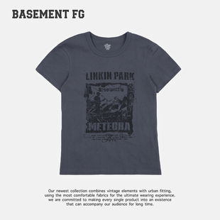 BASEMENTFG美式复古短袖T恤男女水洗印花圆领上衣261020059096