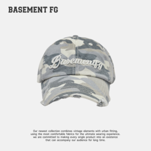 BASEMENT FG美式复古字母刺绣破洞迷彩棒球帽254010004593