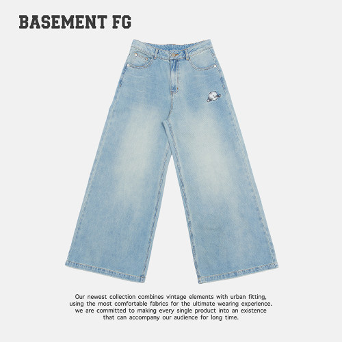 BASEMENT FG美式复古休闲百搭宽松阔腿牛仔裤257330196284