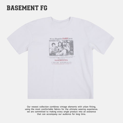 BASEMENTFG复古摇滚风印花短袖T恤男女宽松纯棉上衣261020041353