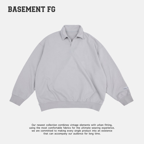 BASEMENTFG简约风翻领POLO衫卫衣长袖灰色241060003096