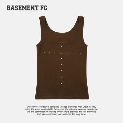BASEMENTFG设计感铆钉装饰吊带背心辣妹风无袖上衣261010201013