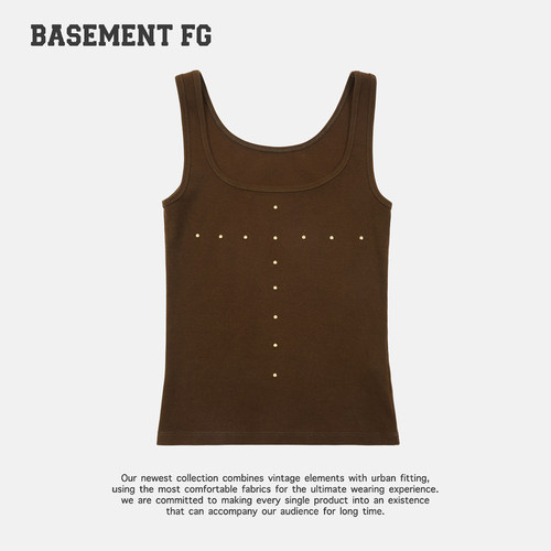 BASEMENTFG设计感铆钉装饰吊带背心辣妹风无袖上衣261010201013