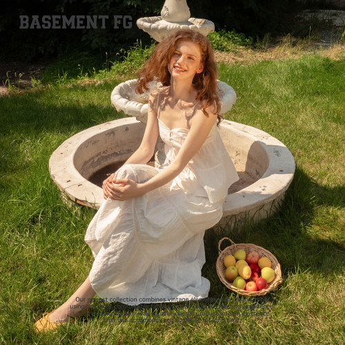 BASEMENTFG法式田园风白色长裙女仙女风度假半身裙262150084005