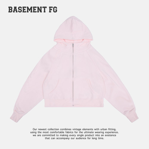 BASEMENTFG休闲风连帽拉链卫衣短款宽松百搭上衣261080036024