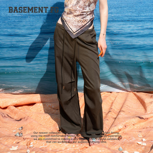 【福利】BASEMENTFG慵懒风高腰系带阔腿休闲裤262120121658