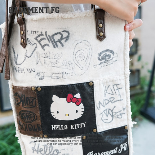BASEMENTFGxHelloKitty联名复古印花帆布包单肩包254020056009