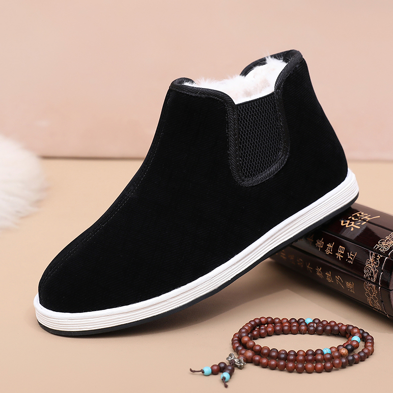 宝石布鞋老北京布鞋冬季千层底一脚蹬保暖舒适棉鞋软底防滑爸爸鞋