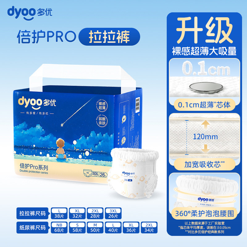 多优倍护Pro纸尿裤婴儿尿不湿拉拉裤新生超薄透气尿布片男女宝宝