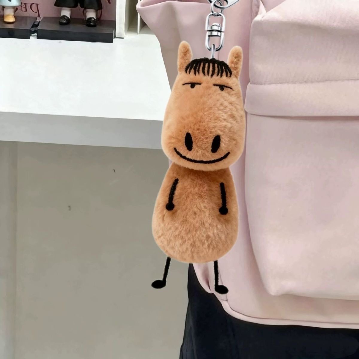 新年创意小马元素抽象毛绒玩偶钥匙扣挂件丑萌公仔包挂饰马年礼物