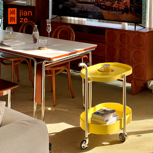 间则Tail猫尾可移动边几不锈钢黑色中古小推车黄色收纳置物木茶几