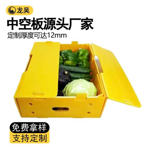 厂家直供果蔬运输箱塑料中空板水果箱水果包装盒带盖防潮中空板盒