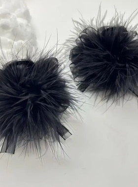 【织梦】浪漫黑色羽毛8cm鲨鱼发夹抓夹时尚发饰