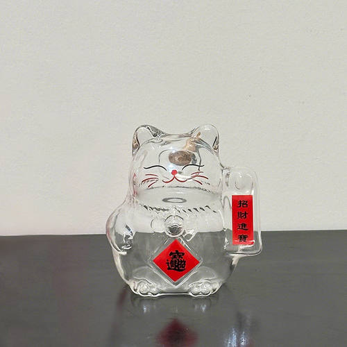 透明玻璃猫毛收纳扭蛋瓶招财猫瓶迷你瓶猫毛收集储存罐招财摆件