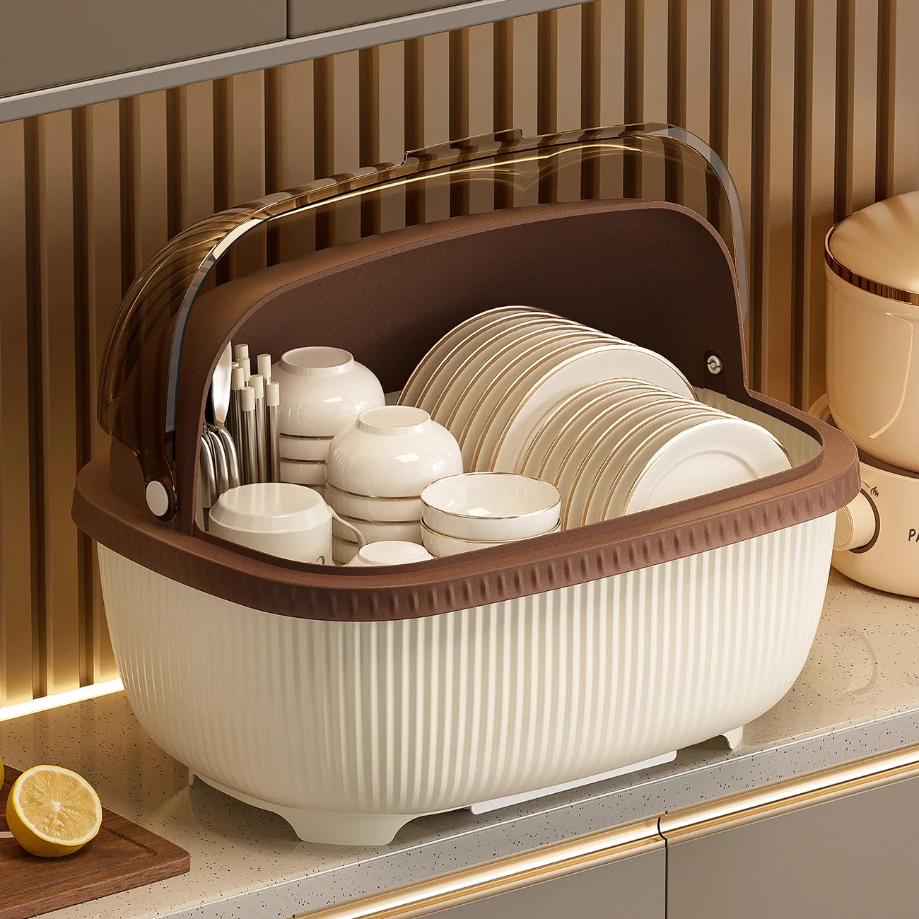 厨房碗碟碗柜置物架家用带盖防尘沥水架餐具盘子碗筷子收纳盒碗架