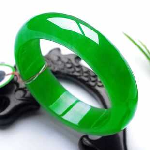 正品冰种满绿翡翠色玉手镯帝王绿玉镯女款手镯送节日礼物女友妈妈