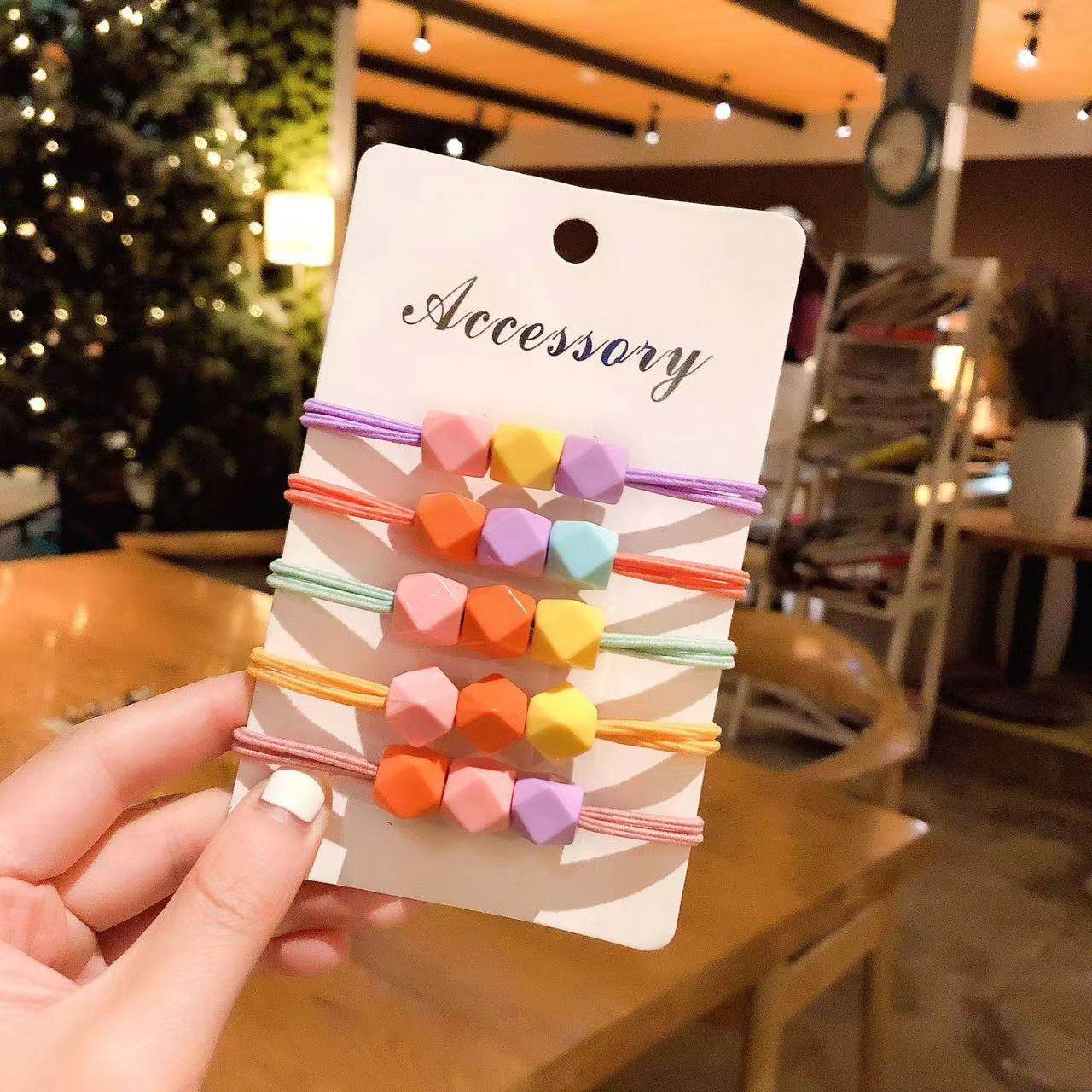 韩版糖果色方块橡皮筋高弹力发绳网红同款少女可爱头绳丸子头发圈