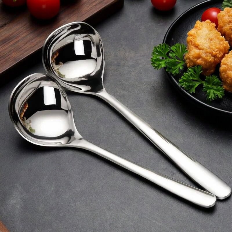 家用厨房汤勺饭勺高颜值加厚长柄调羹西餐勺圆头主餐勺子
