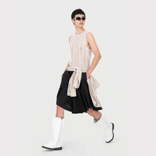 FengChenWang褶裥短裤