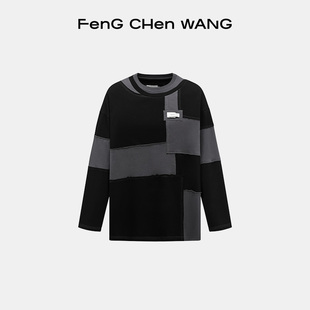 拼接解构系列廓形毛边男士 FengChenWang 卫衣 明星同款