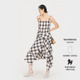 新品 FengChenWang26早春格纹扭结吊带连衣裙女士长裙