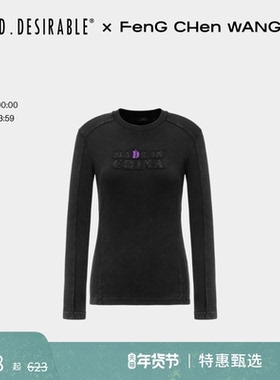 【联名系列】FengChenWang x D.Desirable黑色解构水洗修身打底衫