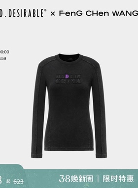 【联名系列】FengChenWang x D.Desirable黑色解构水洗修身打底衫