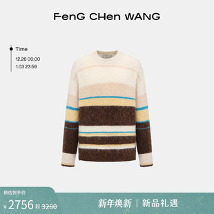 男女同款 25秋冬彩色条纹提花针织套头衫 毛衣 FengChenWang