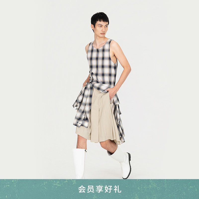 【新品】FengChenWang26早春立体裁剪褶裥卡其色男女同款短裤,男装,短裤,淘宝优惠券,粉丝福利购,淘宝优惠卷