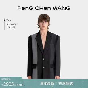 单排扣西装 FengChenWang拼接系列休闲时尚 男外套 明星同款