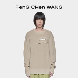 针织衫 双领拼接长袖 解构再造中性款 毛衣 FengChenWang