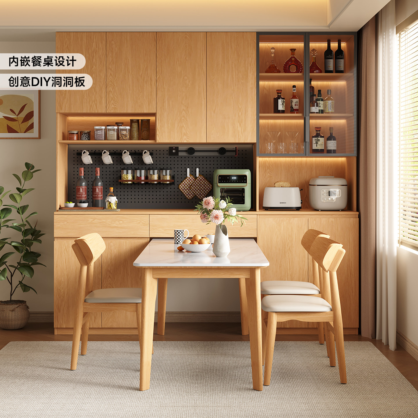 定制餐边柜餐桌嵌入式式储物柜图片