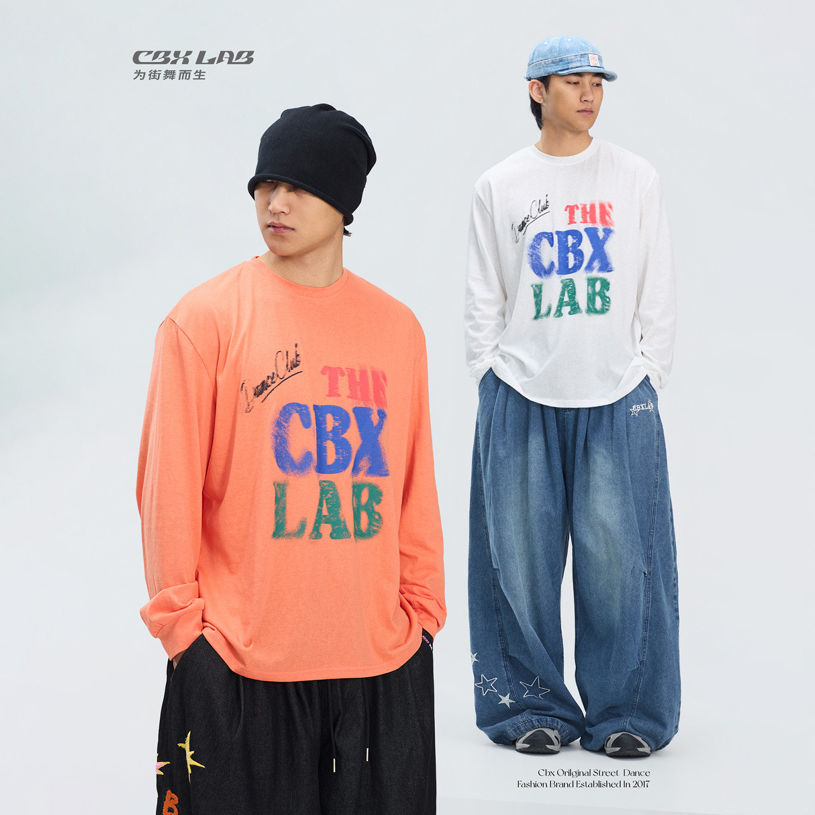 CBXLAB男装美式涂鸦慵懒圆领长袖